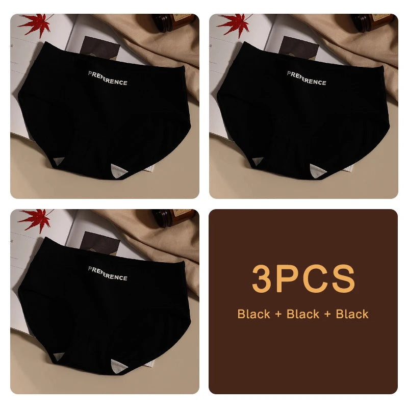 Conjunto de 3 peças de calcinhas femininas sem costura da moda, esportivas, macias, roupa íntima feminina, tamanho grande, sexy, algodão puro, íntima feminina