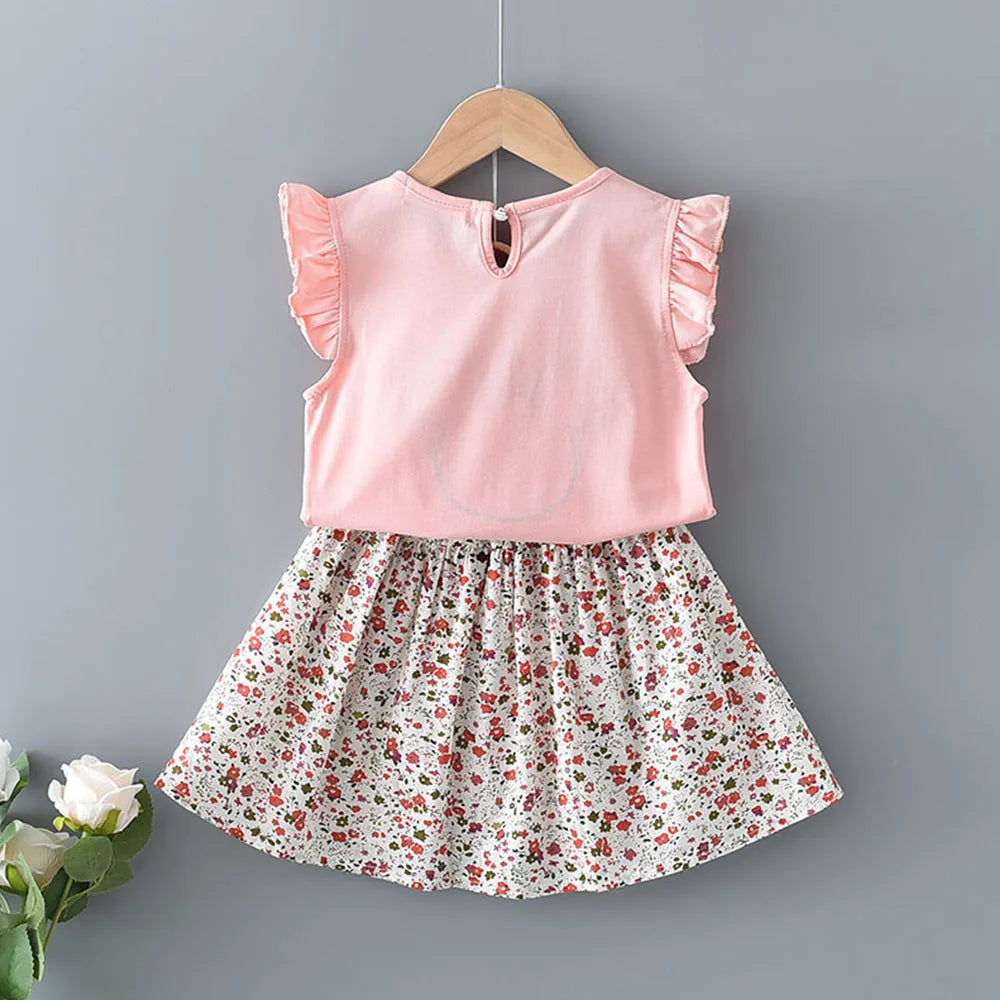 Melario Bebê Meninas Roupas de Verão Manga Voadora Tops Brancos com Shorts Xadrez Duas Peças Conjunto de Roupas Casuais para Meninas de 2 a 6 Anos