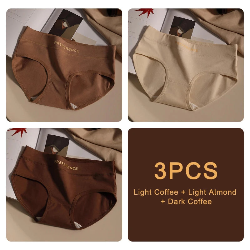 Conjunto de 3 peças de calcinhas femininas sem costura da moda, esportivas, macias, roupa íntima feminina, tamanho grande, sexy, algodão puro, íntima feminina