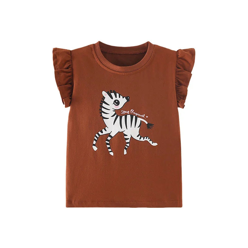 Jumping Meters 3-8T Flores Crianças Camisetas Mais Vendidas Algodão Verão Meninas Camisetas Roupas de Bebê Camisetas Infantis Tops