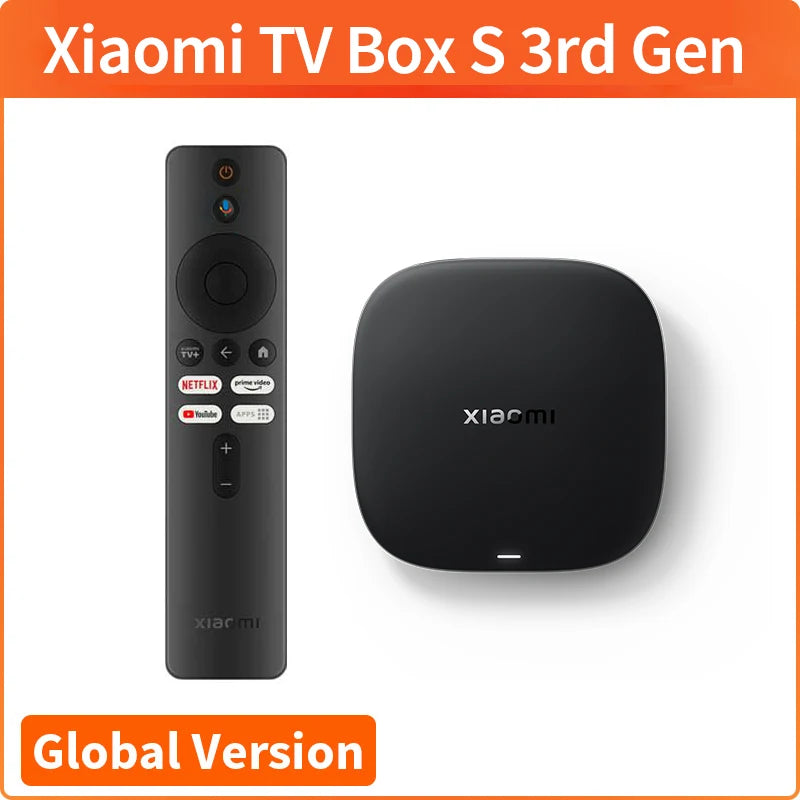 Versão global Xiaomi TV Box S 3ª geração 4K Ultra HD Bluetooth 5.2 Wifi6 32 GB ROM Google TV Google Assistant Smart Media Player