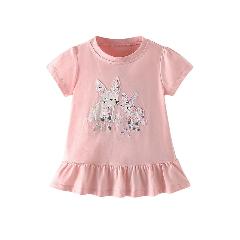 Jumping Meters 3-8T Flores Crianças Camisetas Mais Vendidas Algodão Verão Meninas Camisetas Roupas de Bebê Camisetas Infantis Tops