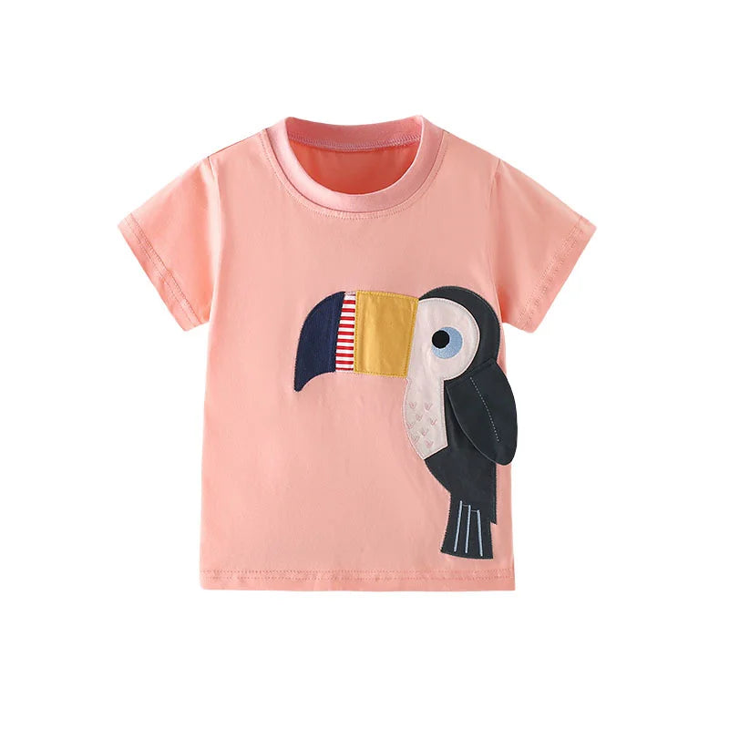 Jumping Meters 3-8T Flores Crianças Camisetas Mais Vendidas Algodão Verão Meninas Camisetas Roupas de Bebê Camisetas Infantis Tops