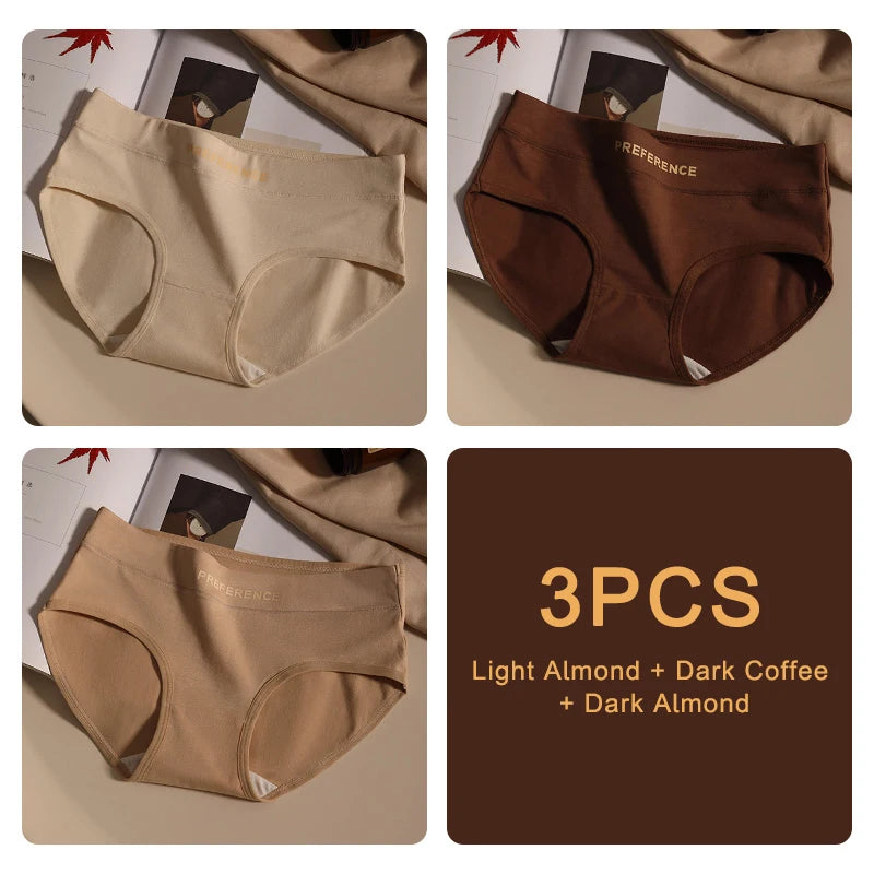 Conjunto de 3 peças de calcinhas femininas sem costura da moda, esportivas, macias, roupa íntima feminina, tamanho grande, sexy, algodão puro, íntima feminina