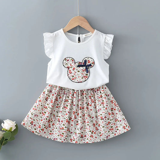 Melario Bebê Meninas Roupas de Verão Manga Voadora Tops Brancos com Shorts Xadrez Duas Peças Conjunto de Roupas Casuais para Meninas de 2 a 6 Anos