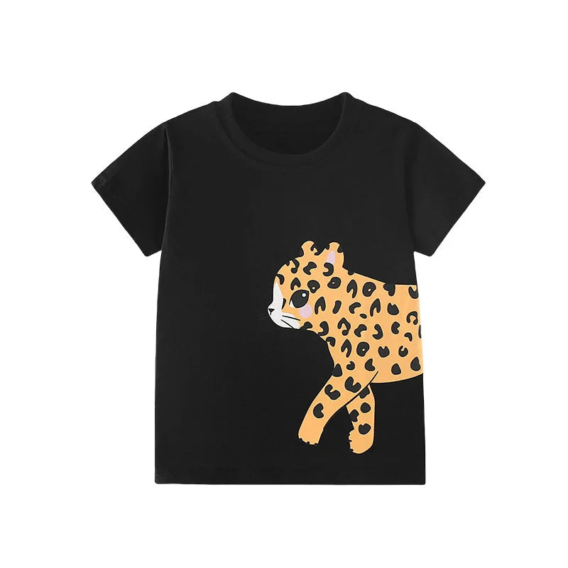 Jumping Meters 3-8T Flores Crianças Camisetas Mais Vendidas Algodão Verão Meninas Camisetas Roupas de Bebê Camisetas Infantis Tops