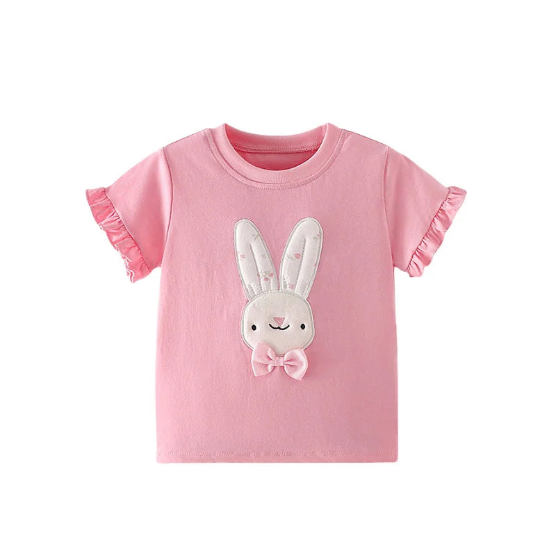Jumping Meters 3-8T Flores Crianças Camisetas Mais Vendidas Algodão Verão Meninas Camisetas Roupas de Bebê Camisetas Infantis Tops